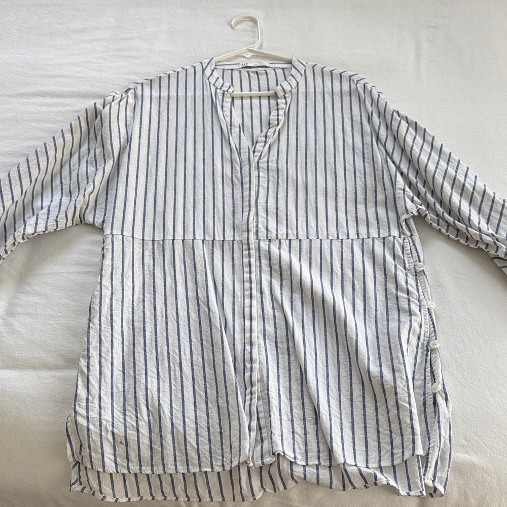 Striped Button-Up Shirt Dress